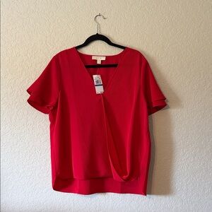 MK Michael Kors Red V-Neck Women's Top